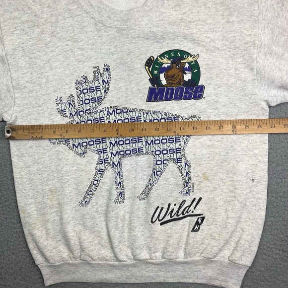 Vintage 90s Minnesota Moose IHL Pullover Crew Neck Sweatshirt Sweater Small‎ - Picture 13 of 13
